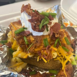 Loaded Buffalo Mac & Cheese Baked Potato