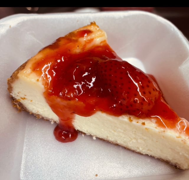 White Chocolate And Strawberry Cheesecake.