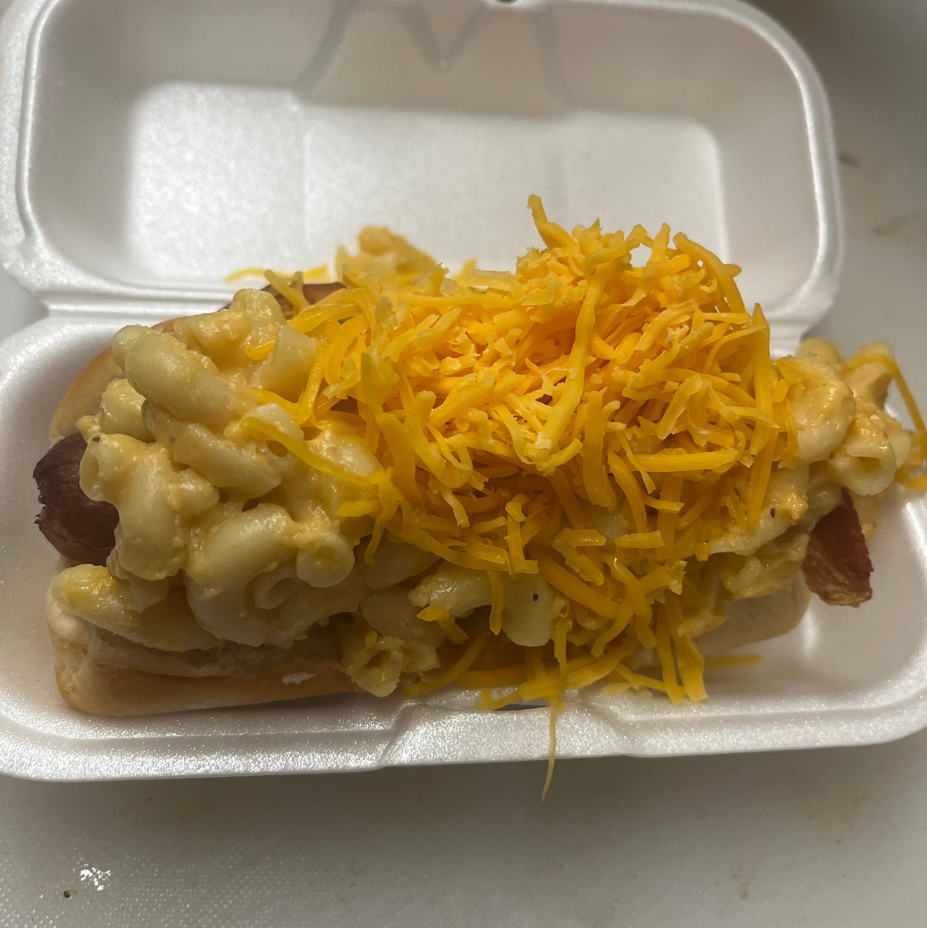 Mac and Cheese Dog.