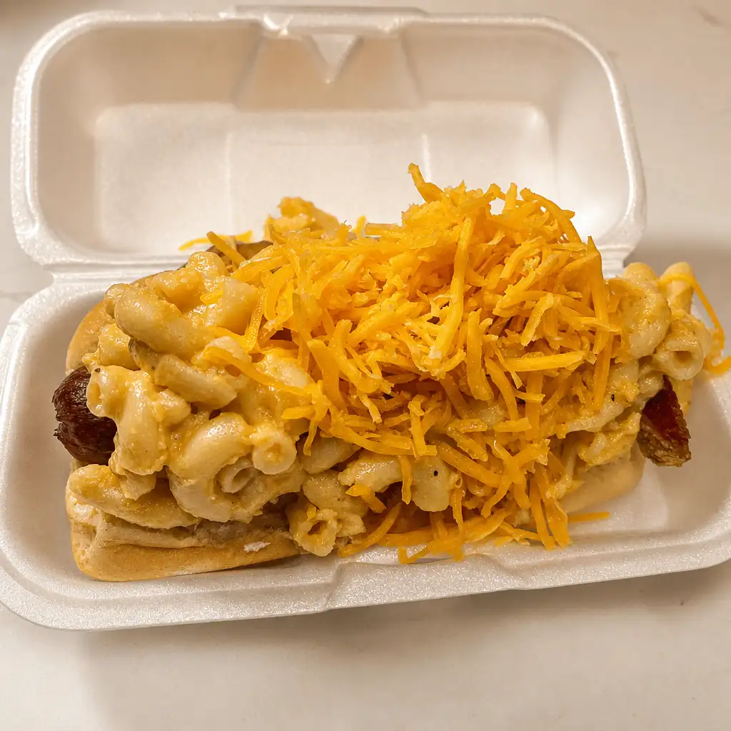 Mac and Cheese Dog.