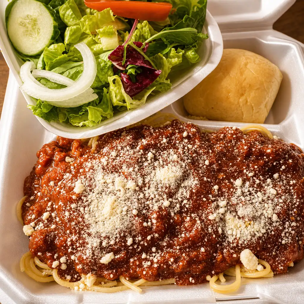 Spaghetti with Homemade Meat Sauce.